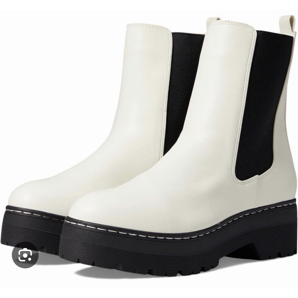 NEW MIA Cayden Platform Lug Sole Chelsea Boot GS1093511 Off-white Women 7.5